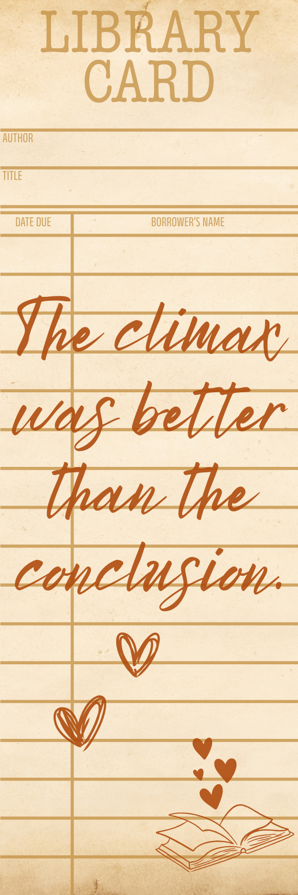 Better Climax Library Card Bookmark