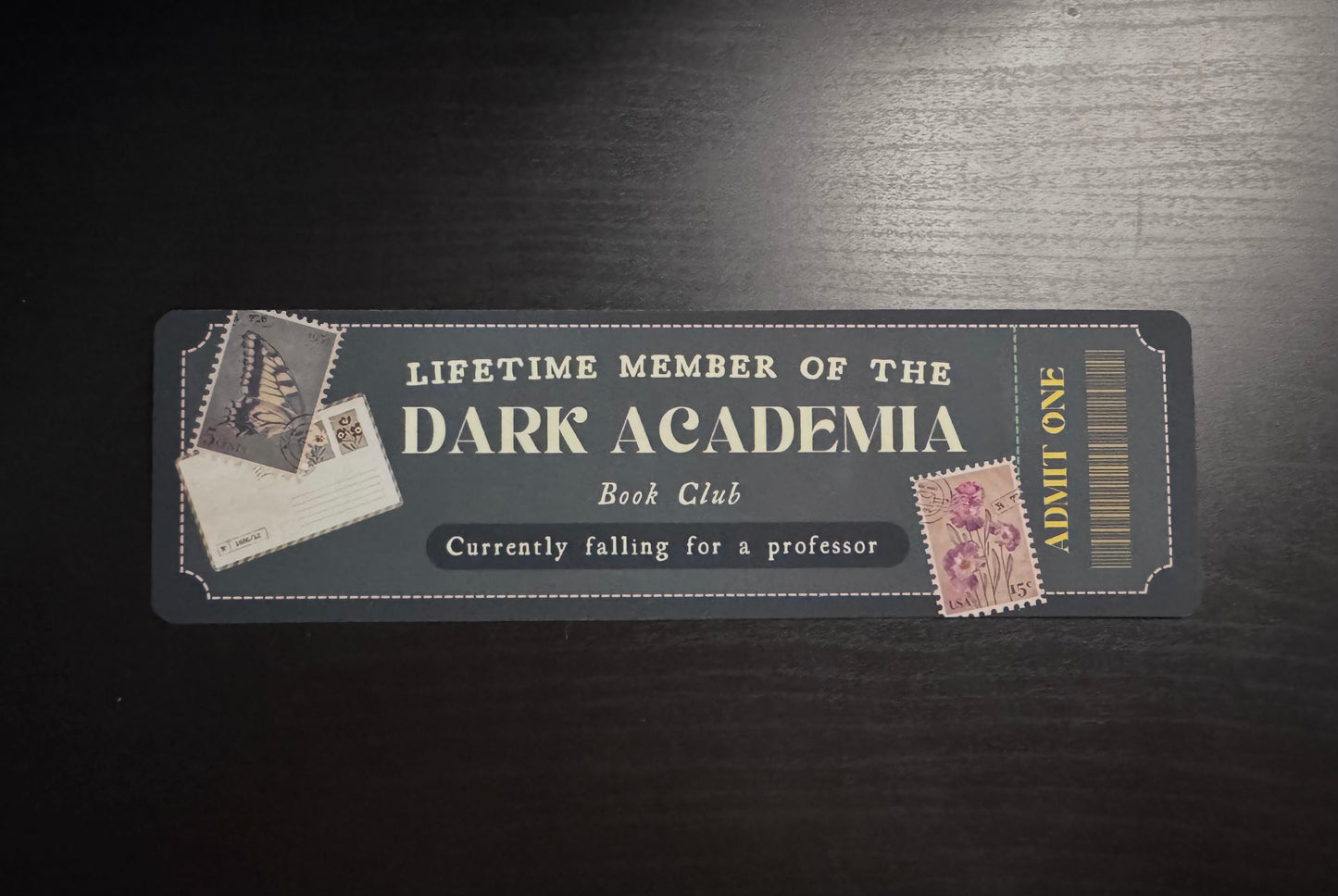 Dark Academia Book Club Ticket XL Bookmark
