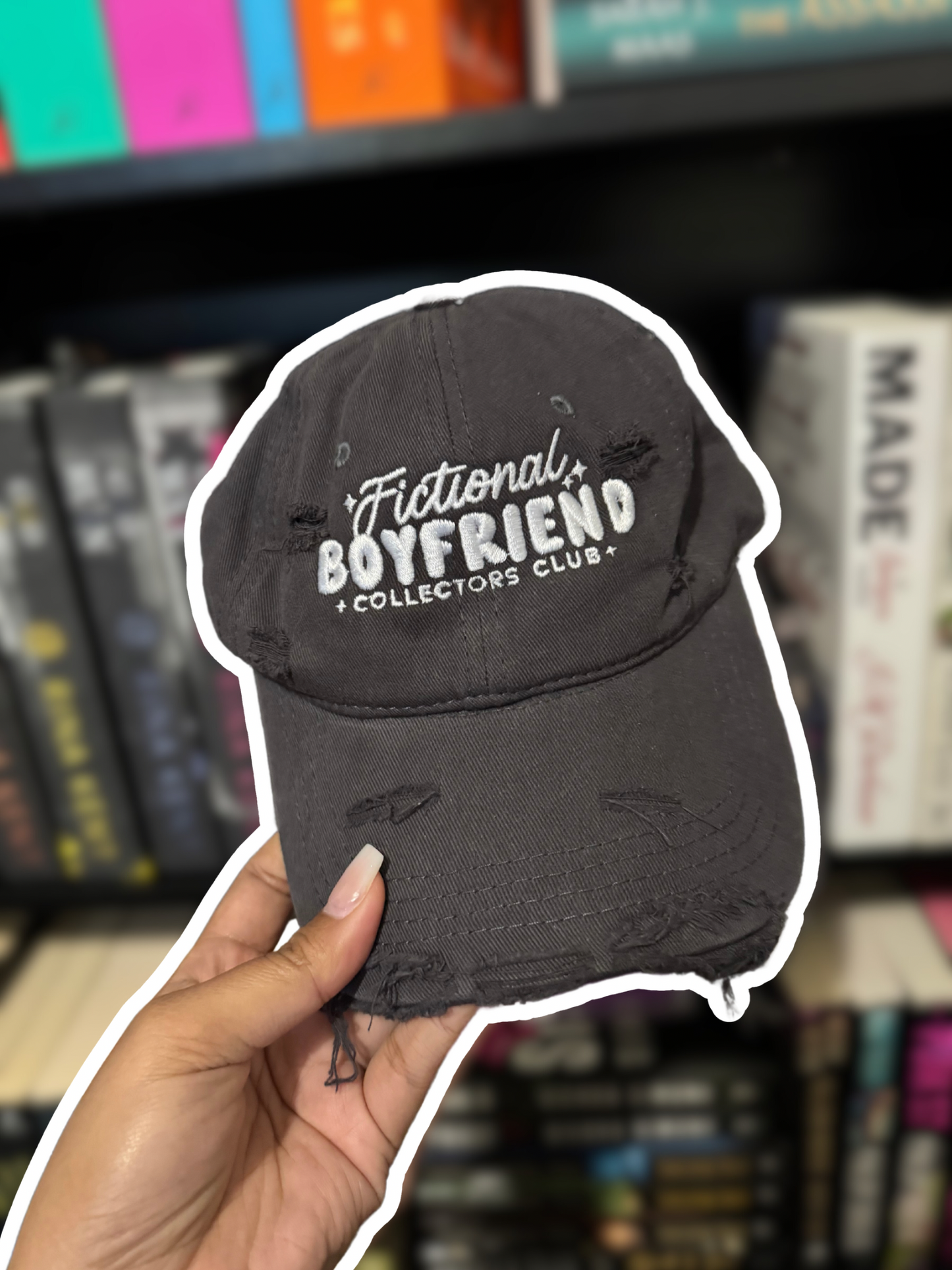 Fictional Boyfriend Collectors Club Snapback Distressed Denim Embroidered Hat