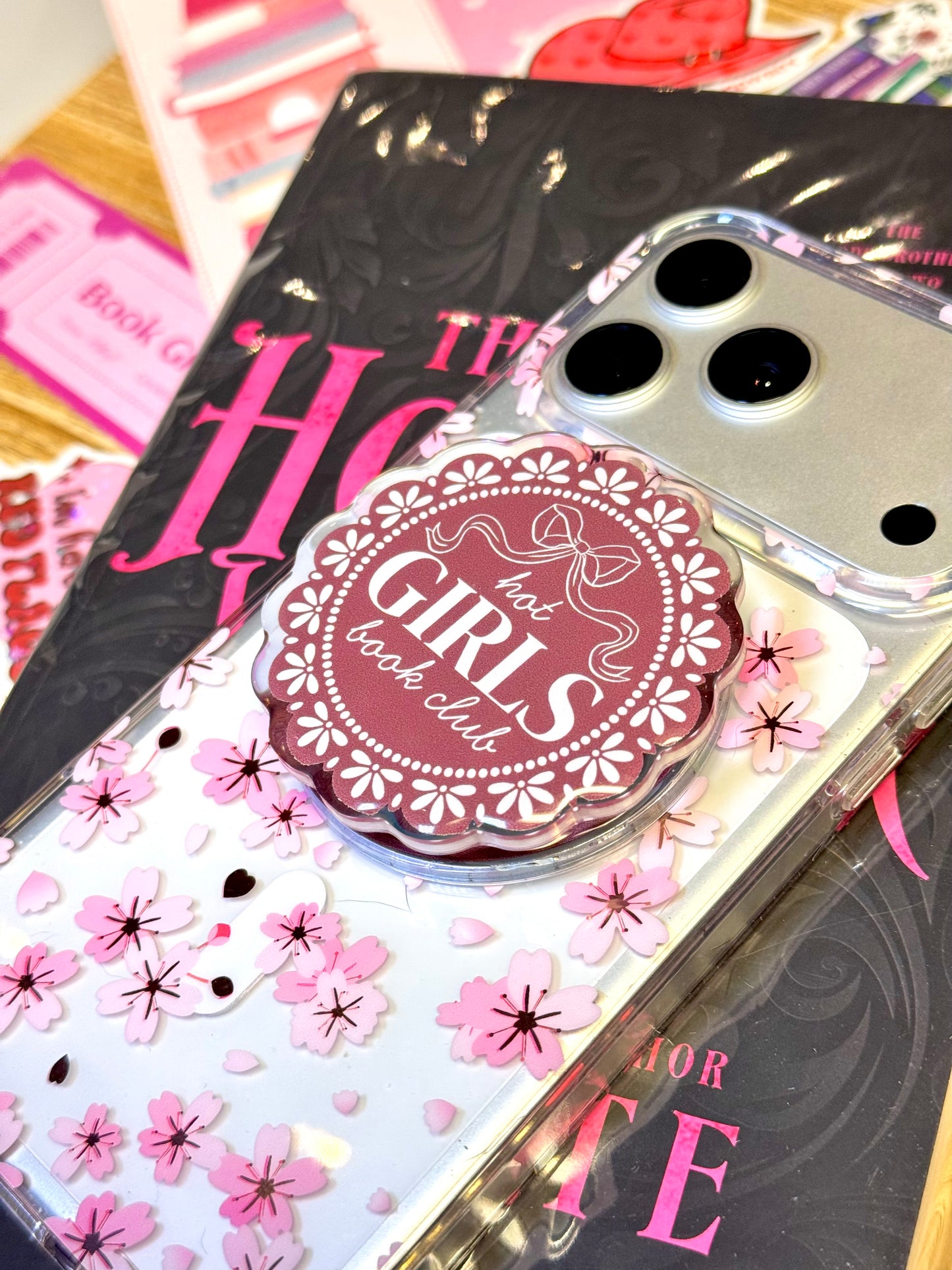 Hot Girls Book Club Acrylic Grips | Magnetic Phone Kindle E-Reader iPad Grips