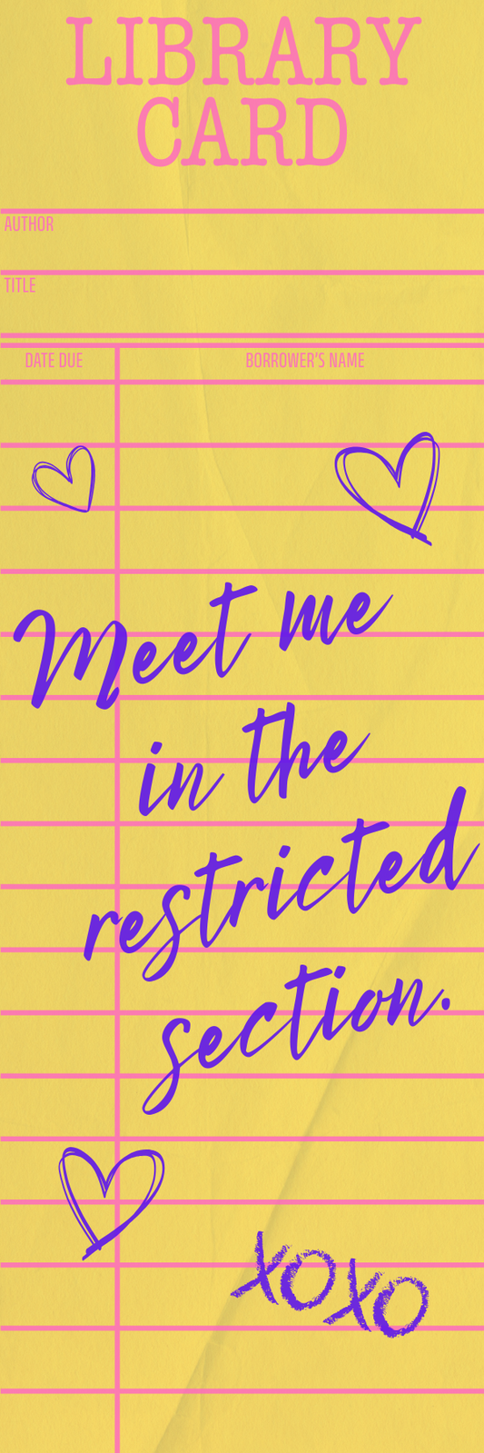 Restricted Section Library Card Bookmark