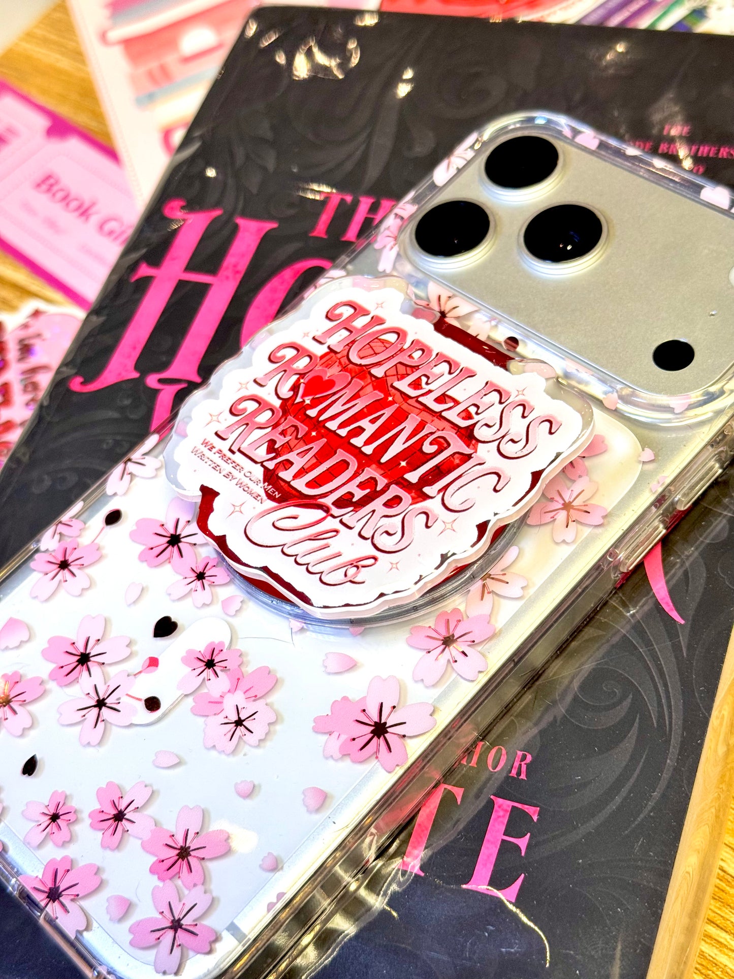 Hopeless Romantic Club Acrylic Grips | Magnetic Phone Kindle E-Reader iPad Grips