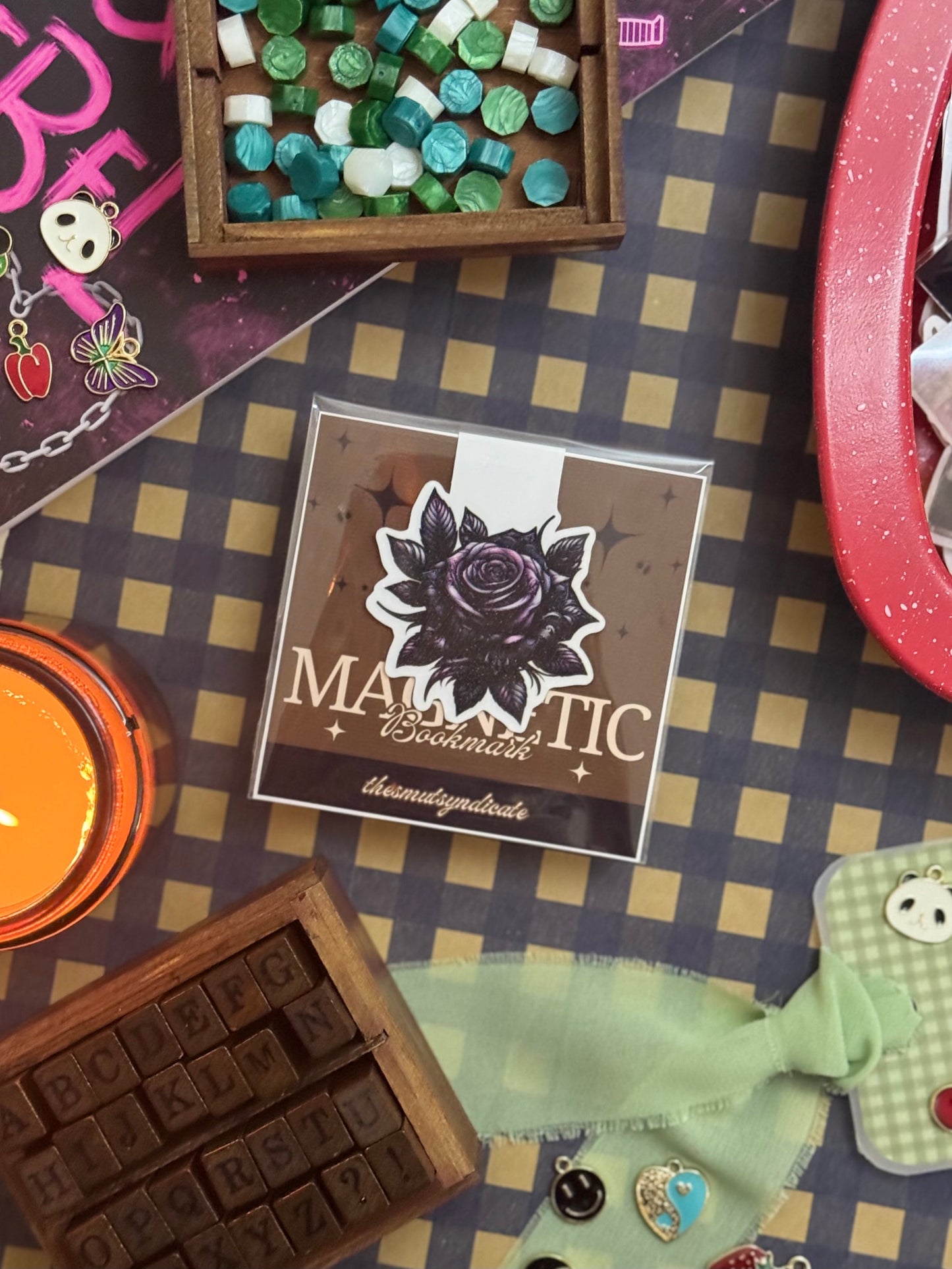 Violet Rose Petal Magnetic Bookmark | Glitter Finish