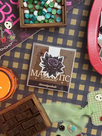 Violet Rose Petal Magnetic Bookmark | Glitter Finish