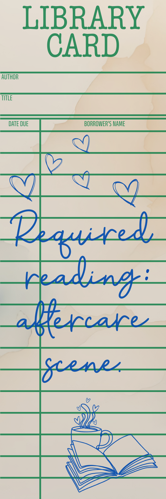 Aftercare Scene Library Card Bookmark