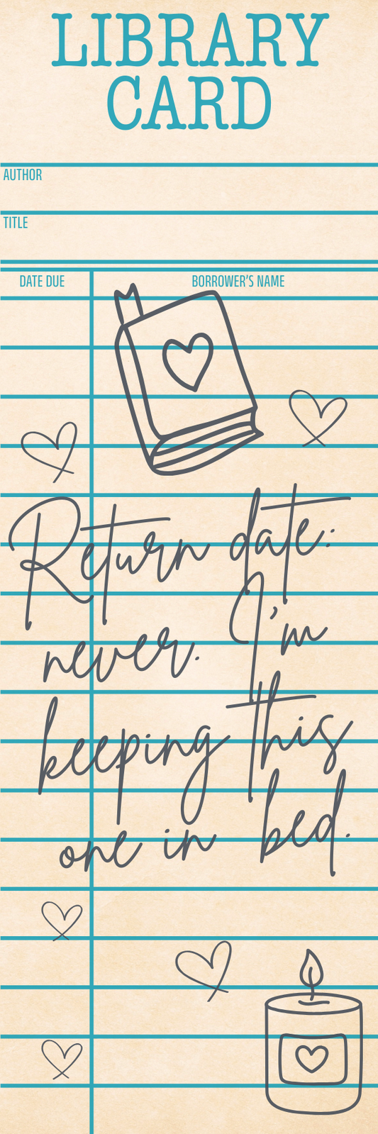 No Returns Library Card Bookmark