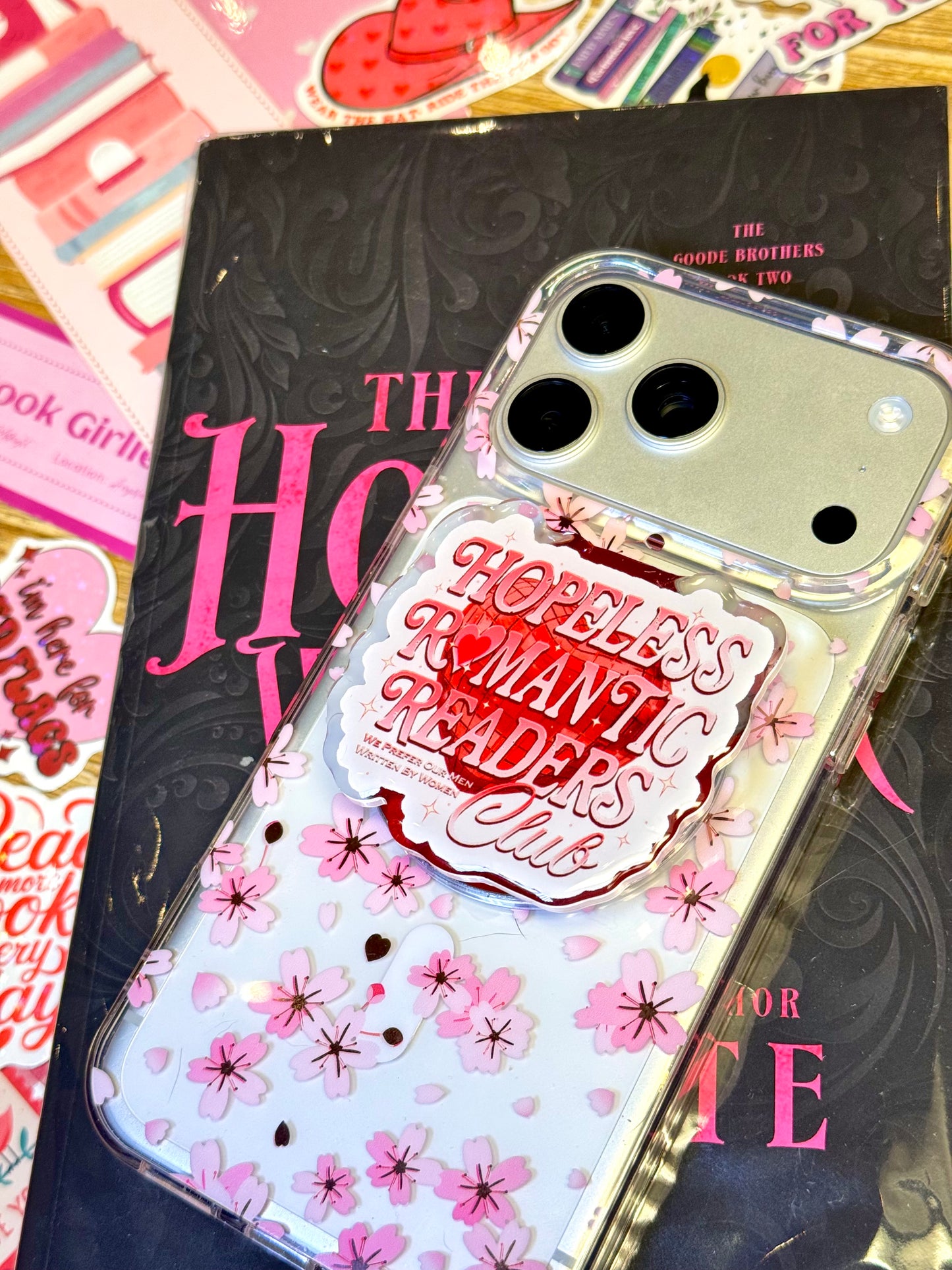 Hopeless Romantic Club Acrylic Grips | Magnetic Phone Kindle E-Reader iPad Grips