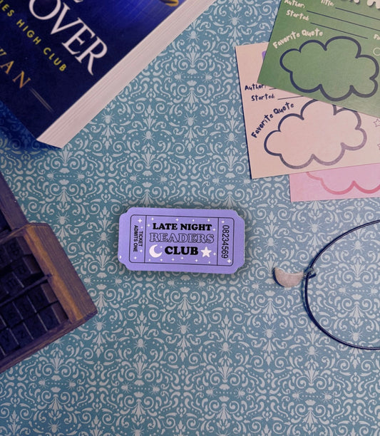 Late Night Readers Club Admit One Ticket (Glossy) Sticker Decal