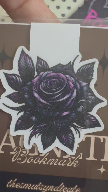 Violet Rose Petal Magnetic Bookmark | Glitter Finish